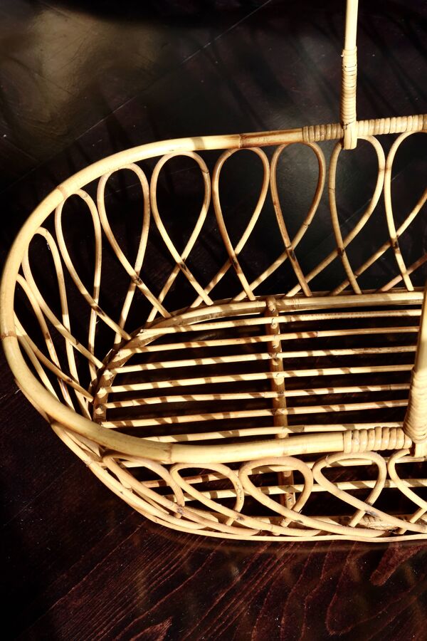 Couffin bébé vintage en rotin style bohème