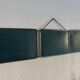 Vintage 1950s triptych barber mirror in duck blue - 22 x 86 cm