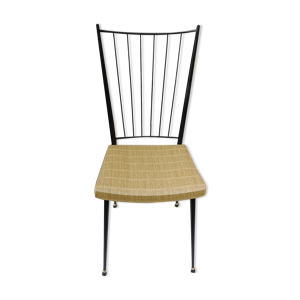 Chaise en métal noir - assise cuir