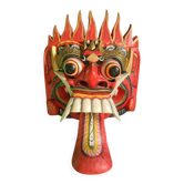 Barong mask whale in carved wood - 28 cm - red demon