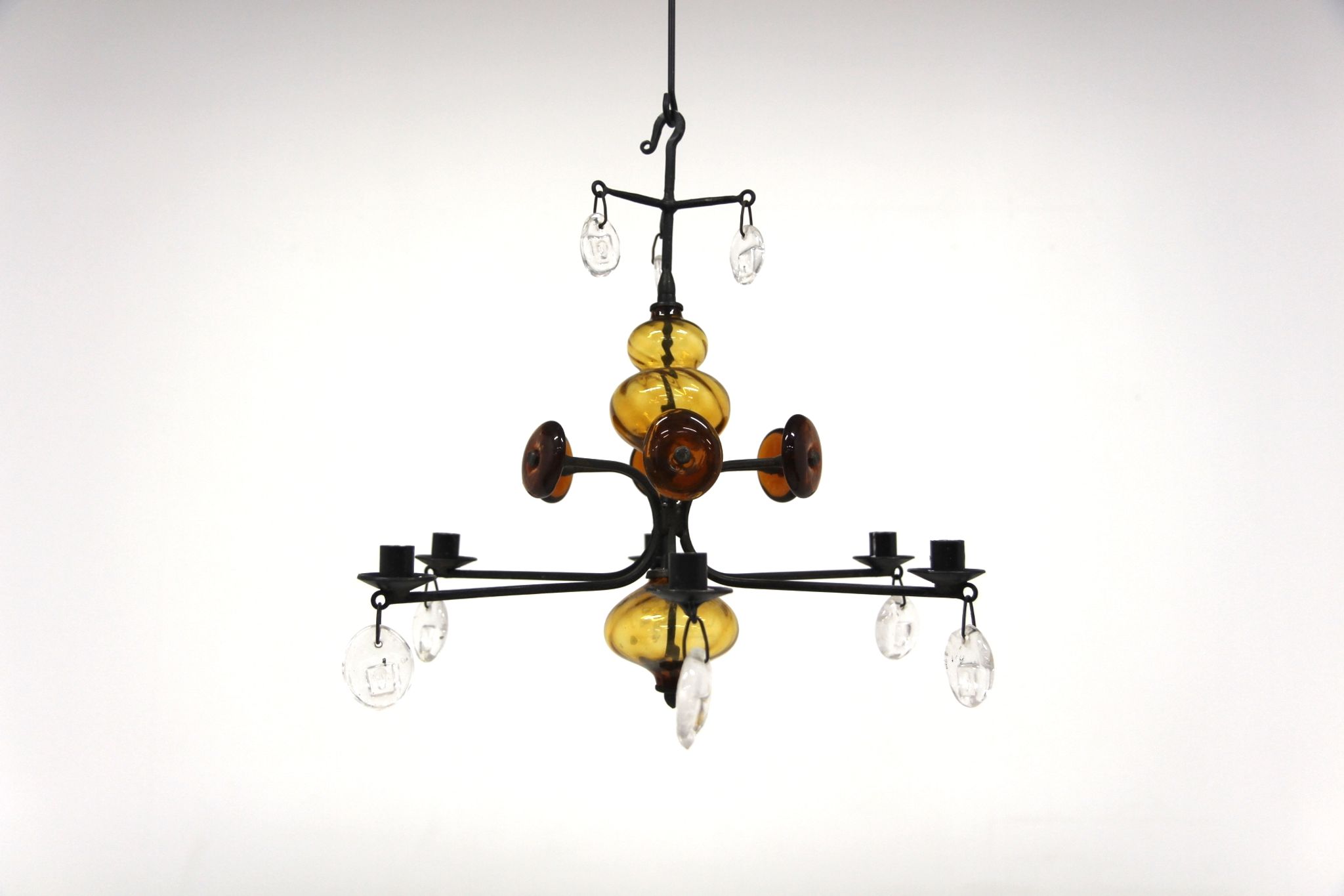 Glass chandelier, Erik Höglund, For Boda Glasbruk & Smide, Sweden, 1970
