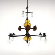 Glass chandelier, Erik Höglund, For Boda Glasbruk & Smide, Sweden, 1970