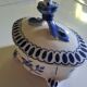 Vintage Gzhel porcelain sugar bowl