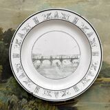 Antique fine earthenware plate "Pont de la Concorde" Creil, early 19th century