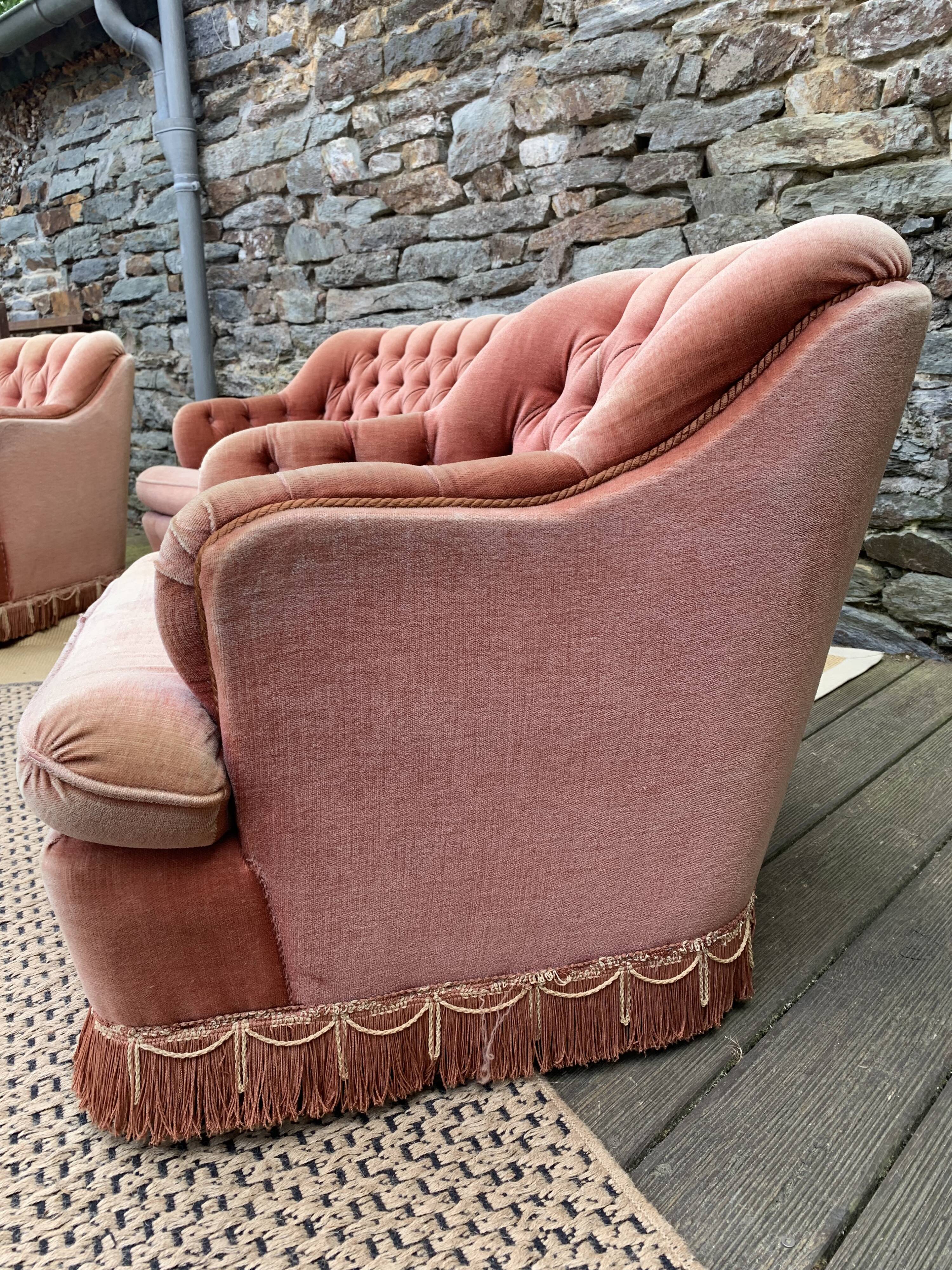 Living room 3 pieces velvet toad