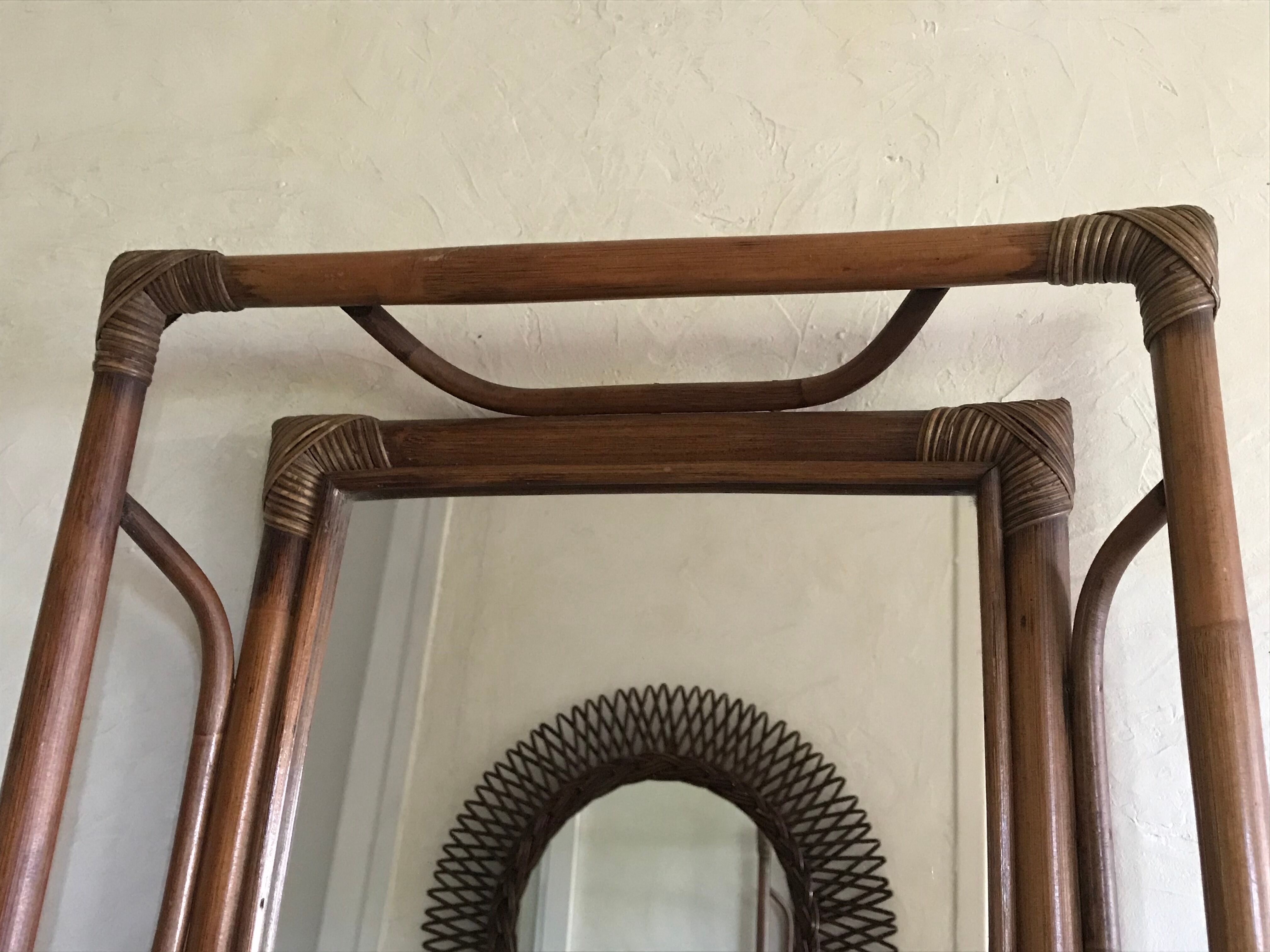 Vintage rattan mirror  41x41cm