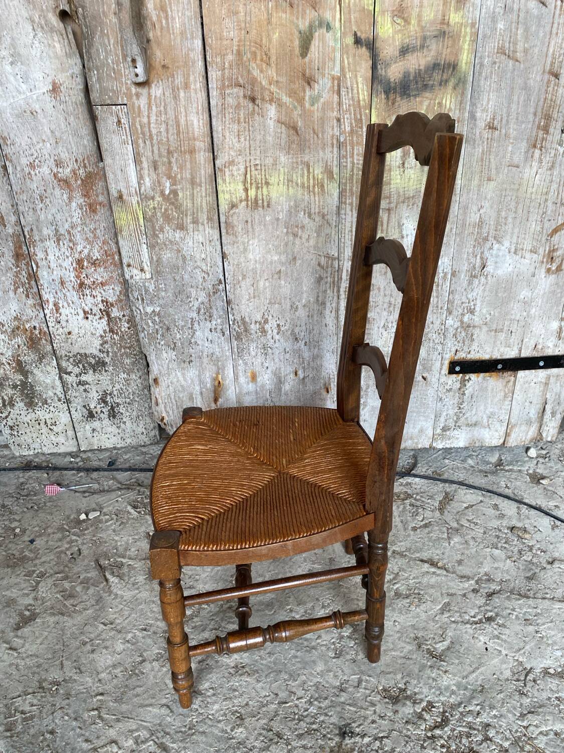 Nursing Chair Nursery Antique Turned Wood + Woven Straw Seat