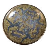 Jean Mayodon glazed ceramic cut decoration women and deer Signed SB