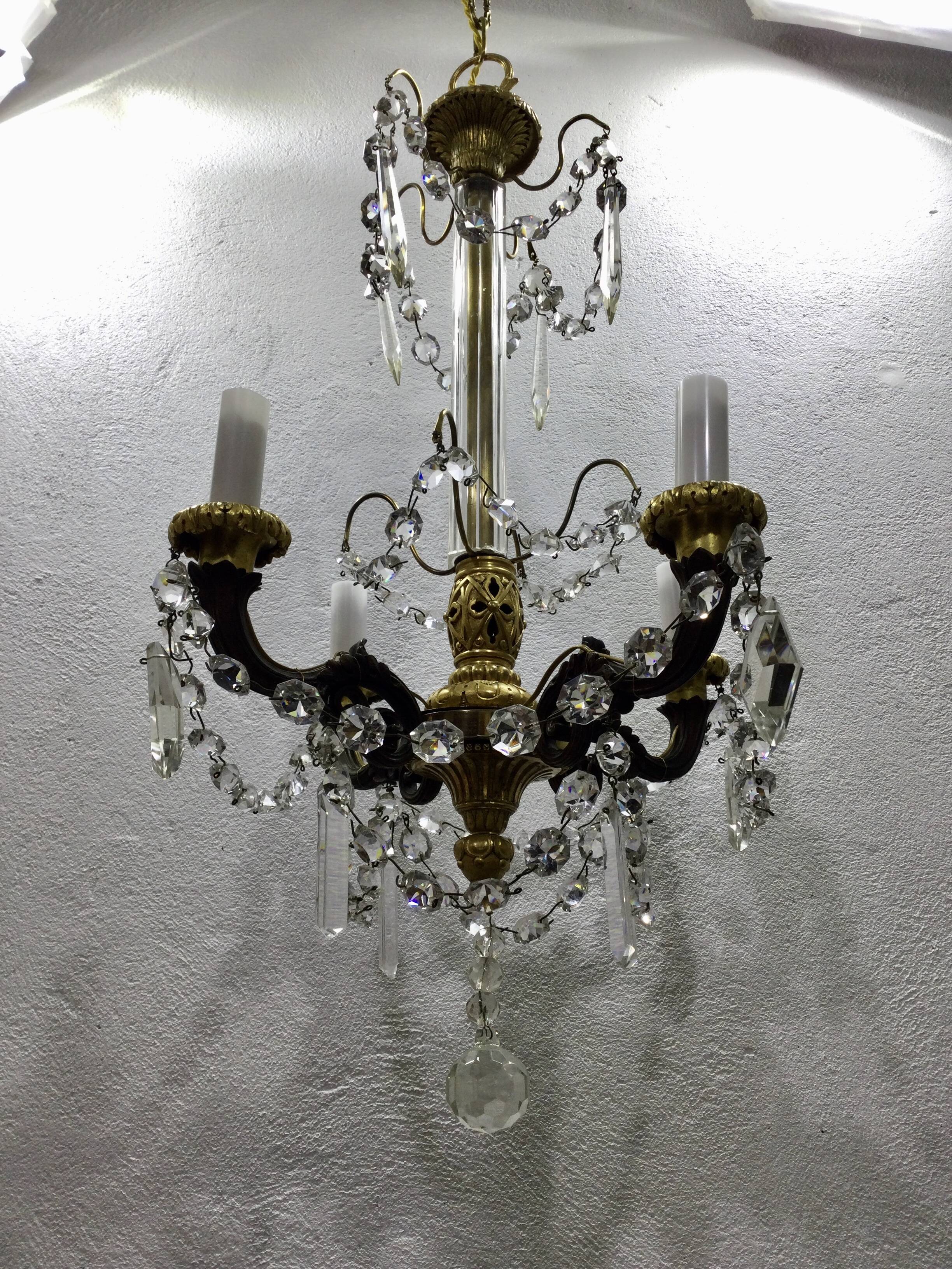 4-light bronze Napoleon III chandelier