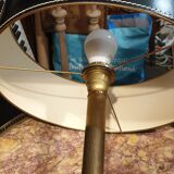 Leather and brass table lamp