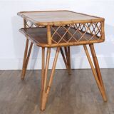 Vintage rattan and wood desk 1960