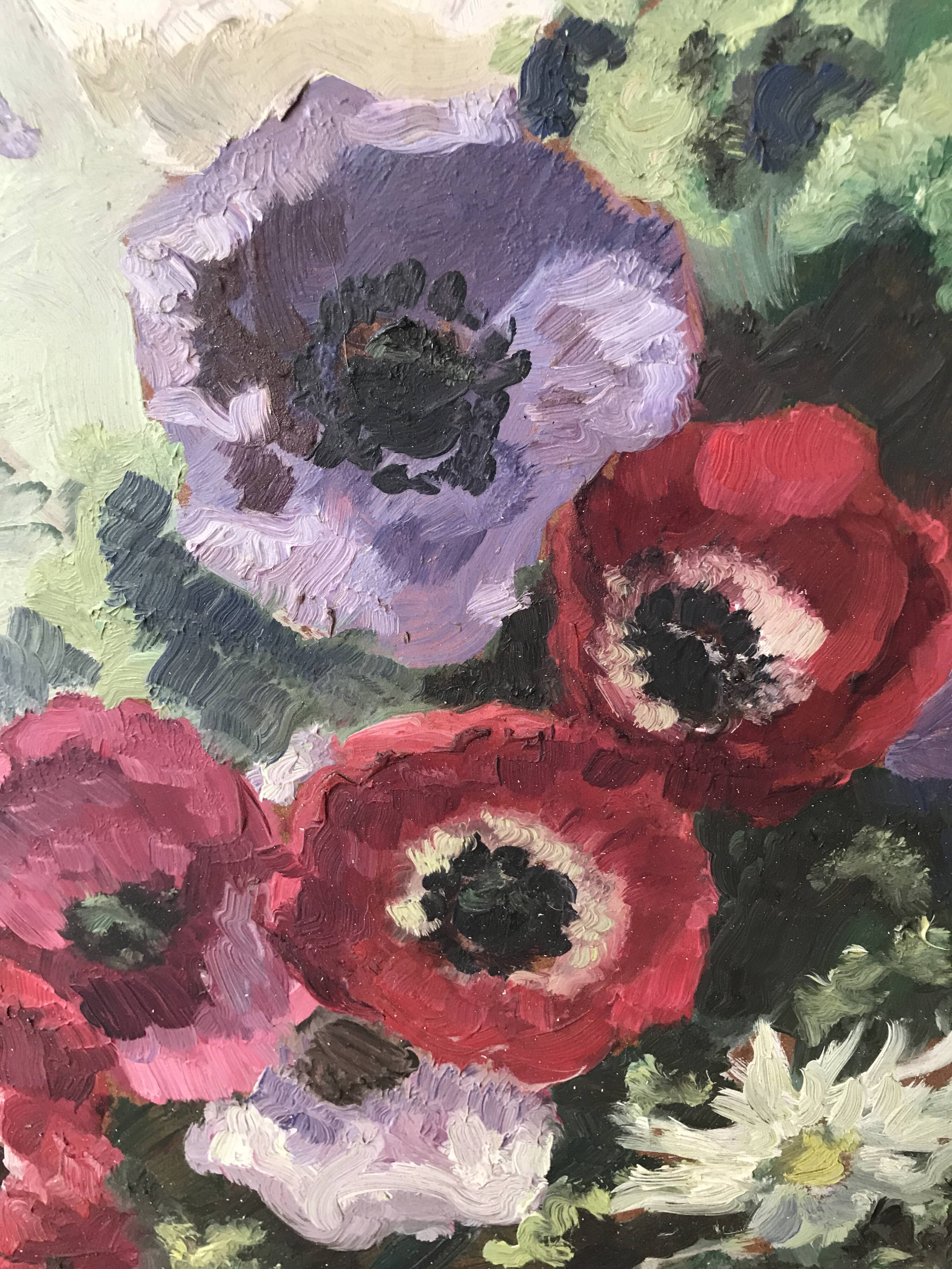 Tableau , fleurs en cascade , huile vers 1930