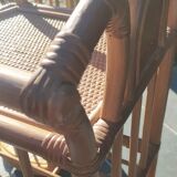 Pair of vintage bedsides in rattan and bamboo