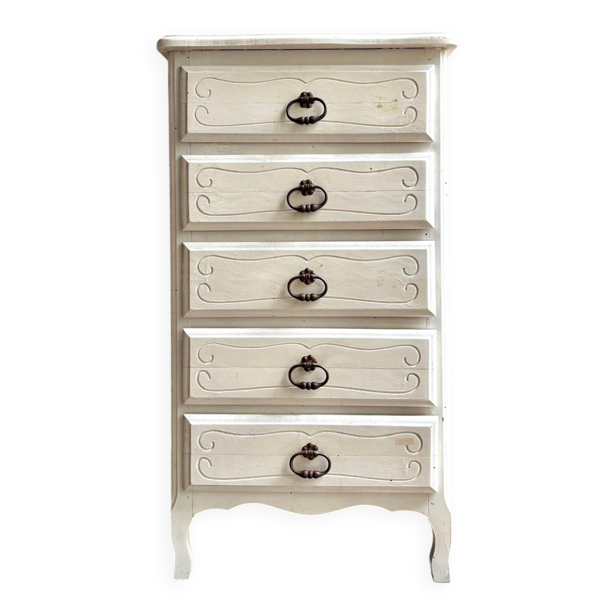 5-drawer chest of drawers in white wood