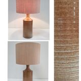 Lamp foot glazed stoneware ochre and vintage cylindrical cream