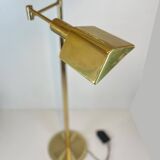 Articulated French library reading floor lamp made in brass, by Boulanger from 1980's. Height adjus