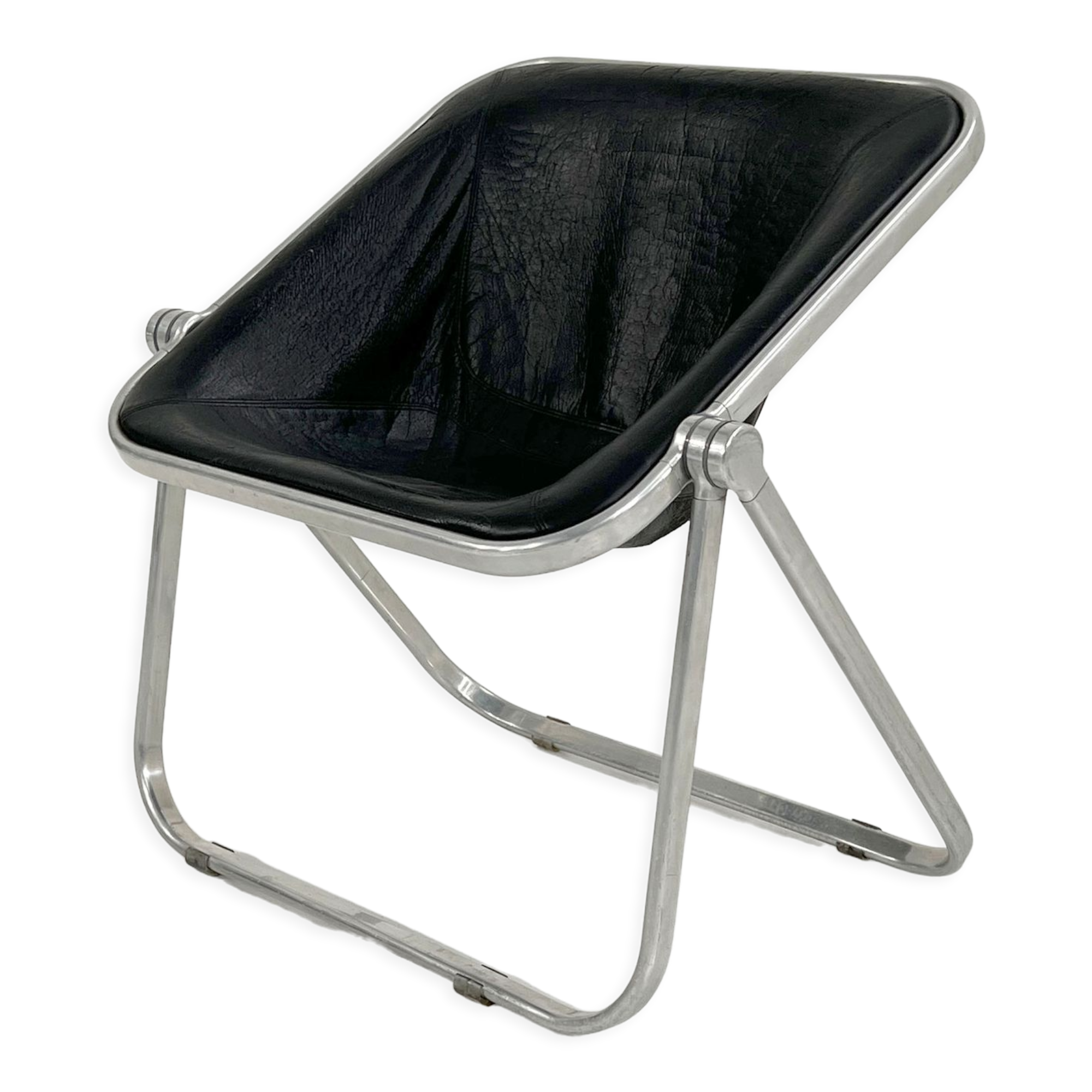 Plona chair in black leather by Giancarlo Piretti for Anonima Castelli, 1970