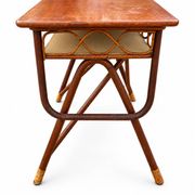 Table vintage en rotin et bambou courbé – Années 1960-1970