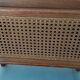 Side table, wooden magazine rack with caning.