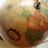 1980s danish illuminated globe (Scan-Globe) on a wooden foot with weather station
