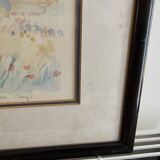 Painting - Watercolor landscape with poppies - View of Irancy (Yonne)