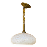 Suspension Art déco en verre de Clichy blanc