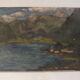 Oil on cardboard - Paysage de Montagne Duingt 1937 Lac d'Annecy