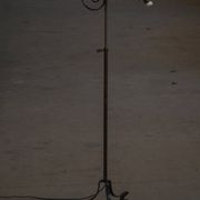 20th-century wrought iron floor lamp with swirling detail, Danish Art Deco.