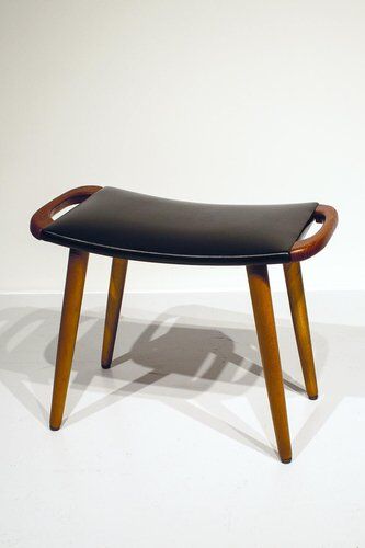 Scandinavian Stool in Teak and Leatherette