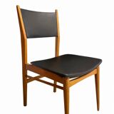 Chaise vintage Mid Century  assise noire