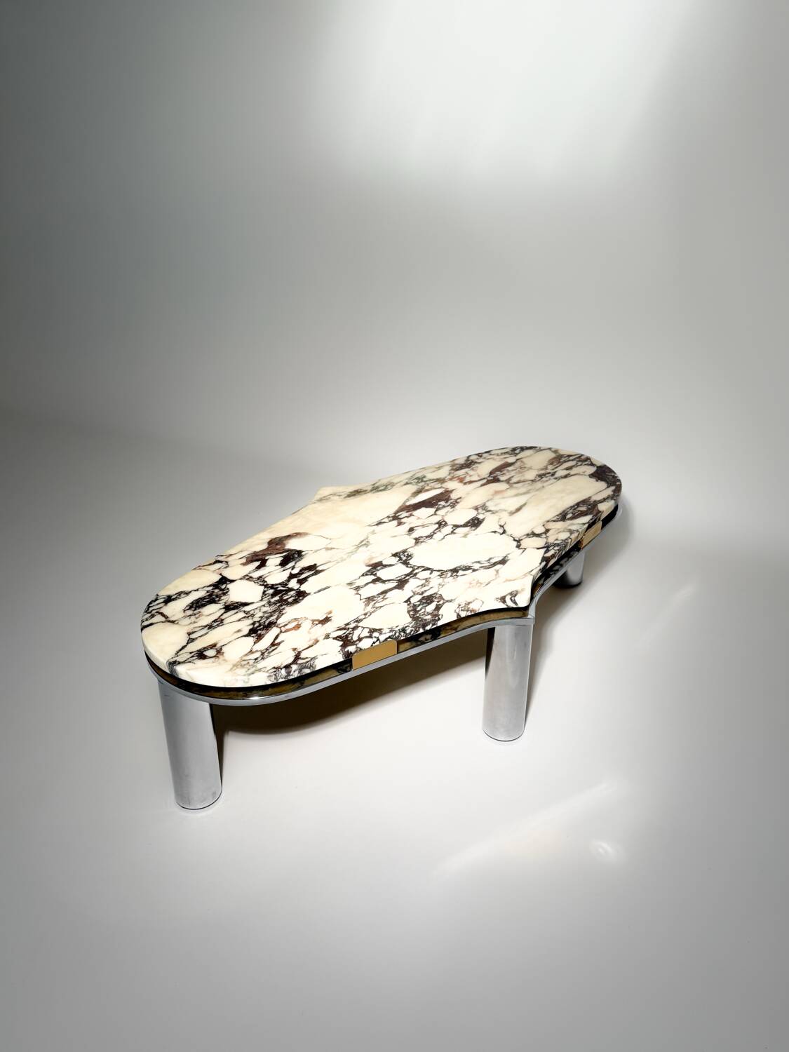 Table basse vintage chrome et marbre