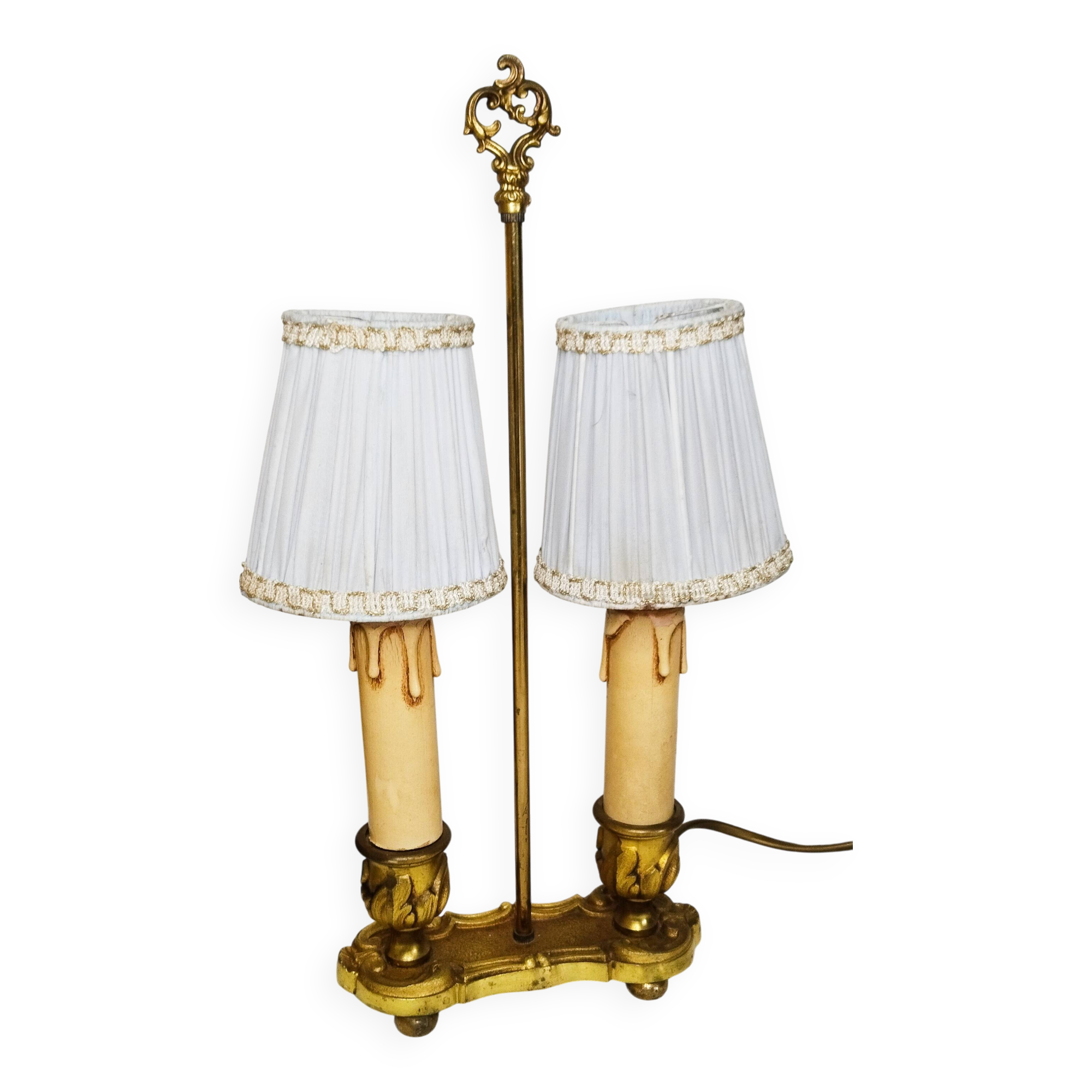 2-light hot water bottle lamp in gilded brass, bedside lamp, desk lamp