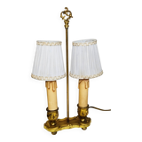 2-light hot water bottle lamp in gilded brass, bedside lamp, desk lamp