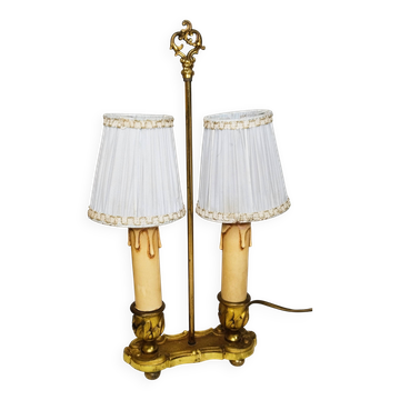 Lampe bouillotte 2 feux en laiton doré , lampe de chevet , lampe de bureau