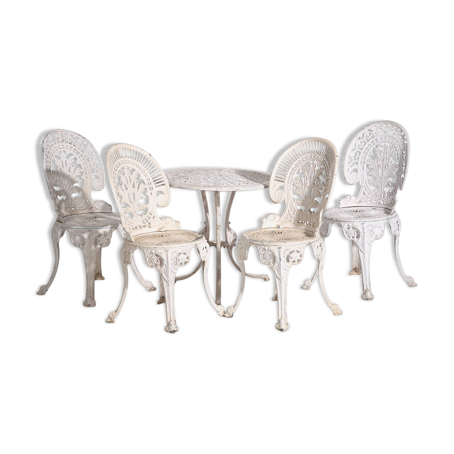 Art Nouveau garden table and chairs set (circa 1950). 5-piece set