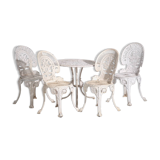 Art Nouveau garden table and chairs set (circa 1950). 5-piece set