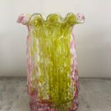 Old Clichy vase blown pink and yellow