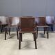 Vintage brown leather dining chairs, set of 6, 1980s