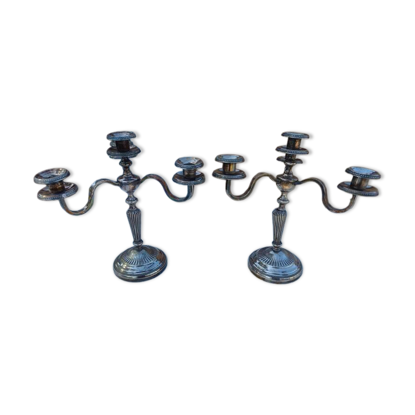 Pair of silver-plated candelabra