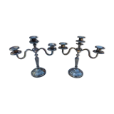 Pair of silver-plated candelabra