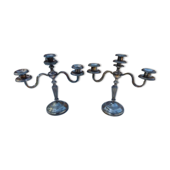 Pair of silver-plated candelabra