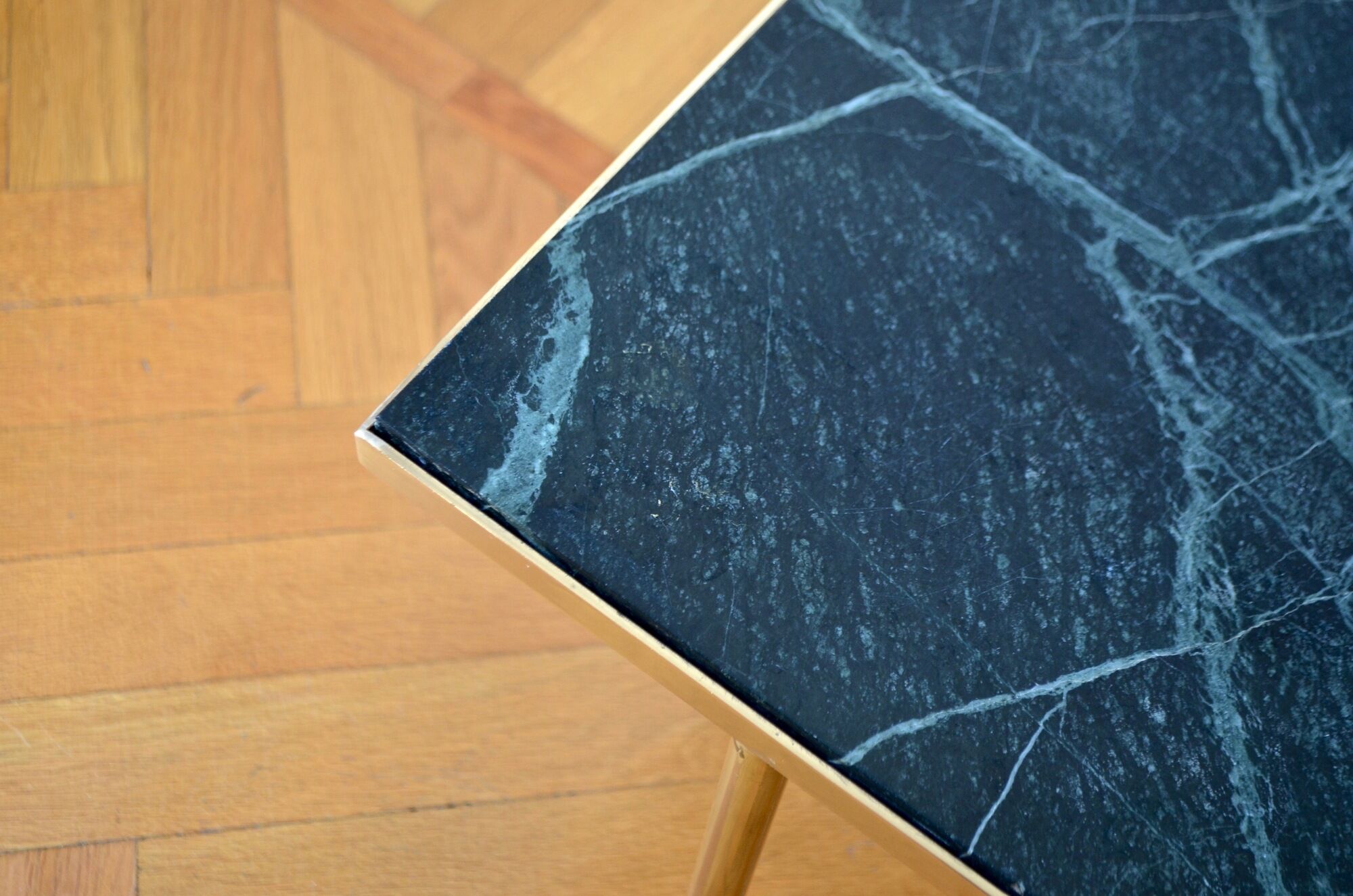 Italian green marble and brass coffee table 1950