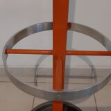 Porte manteaux vintage fer forgé orange et chrome