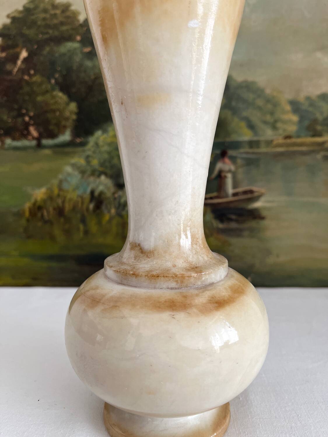 Vintage alabaster-style resin vase