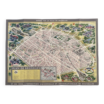Vintage map of Brussels 1958