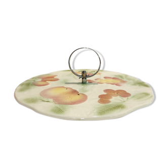 Faience cheese platter -fruit pattern -salins les bains