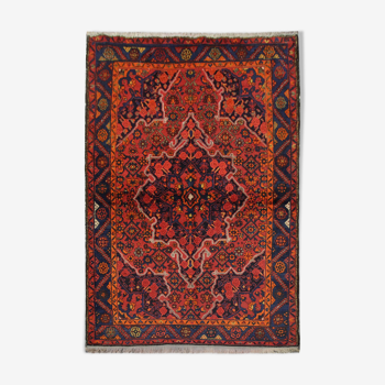 Handmade vintage persian rug traditional red wool rug- 142x187cm