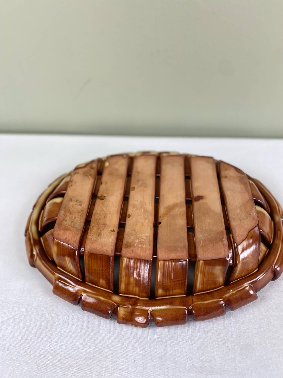 Woven ceramic basket