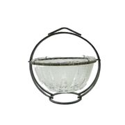 Sugar bowl, mid-century modern, transparent glass, silver-plated brass, Poland, 1960s.