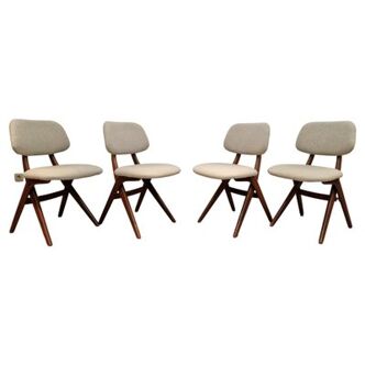 Set of 4 scissor chairs attributed to Louis Van Teeffelen for Wébé, 1975